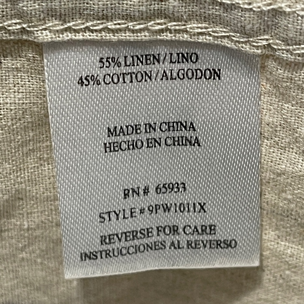 Winston Shirt Button Front Short Sleeve 3XL Khaki Palm Tree Print Vacation Linen - Picture 6 of 8